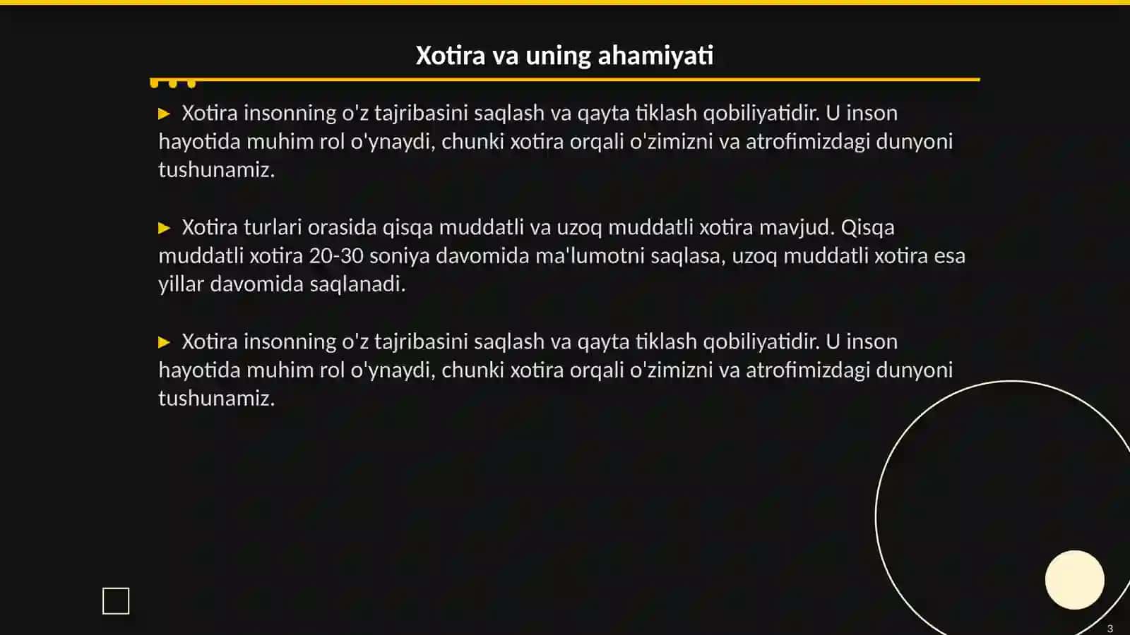 Xotira: ma lumotlarni mustahkamlash vo'llari, usullari, vositalari 3