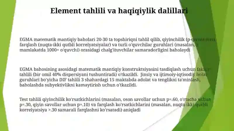 EGMA xalqaro baholash dasturi 3
