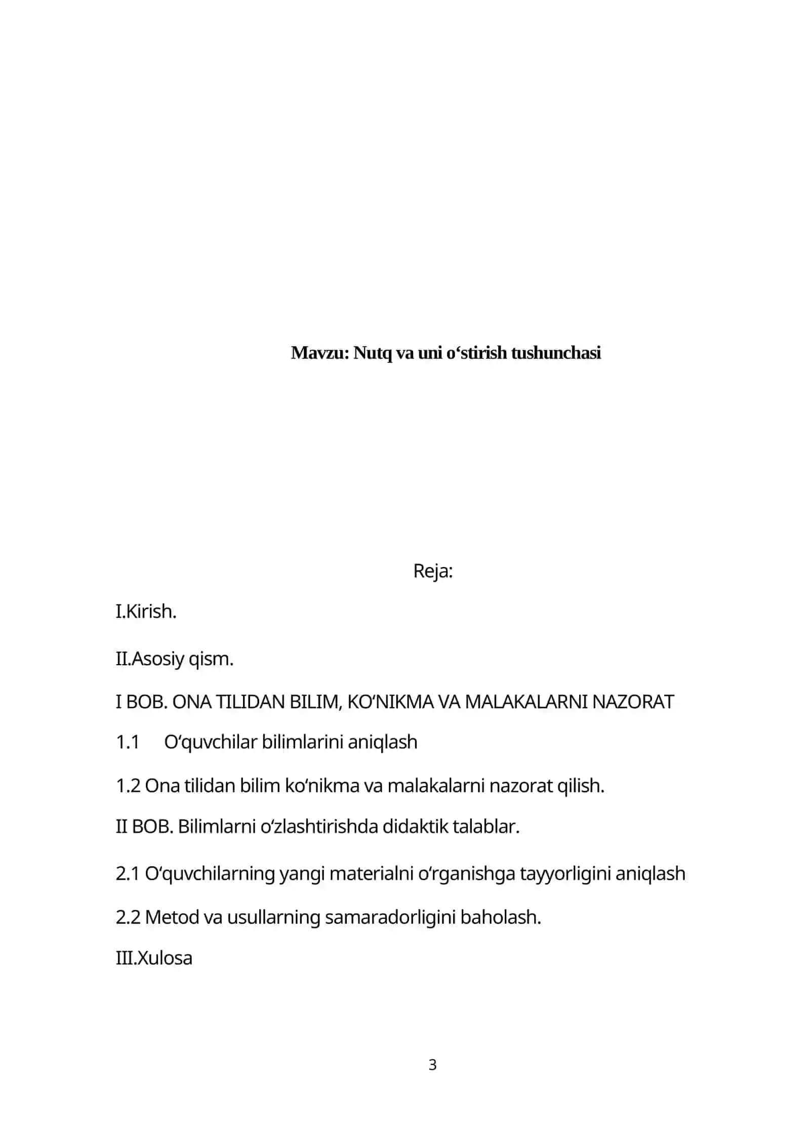 Ona tilidan bilim,koʻnikma va malakalarini nazorat
qilish 3