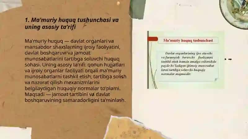 Ma'muriy huquq tushunchasi, predmeti va ahamiyati 3
