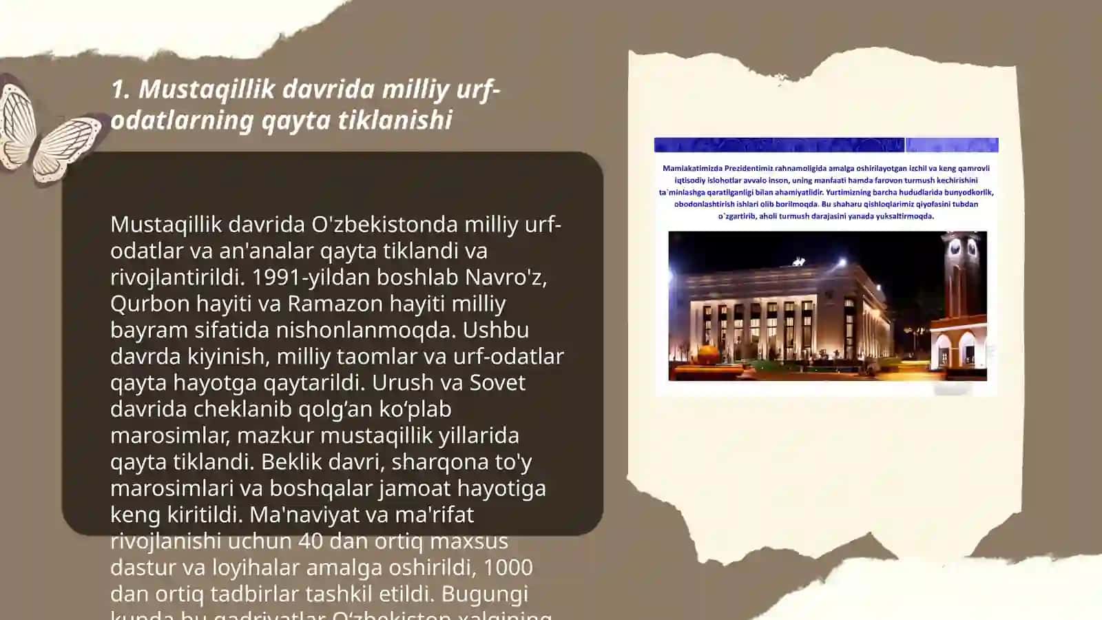 Mustaqillik yillarida O'zbekistonda milliy urf-odatlar,qadryatlar va an'analarning qayta tiklanishi 3