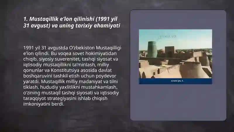 O'zbekistonning Mustaqilligini Elonga Topish va Tarixiy Ahamiyati 3