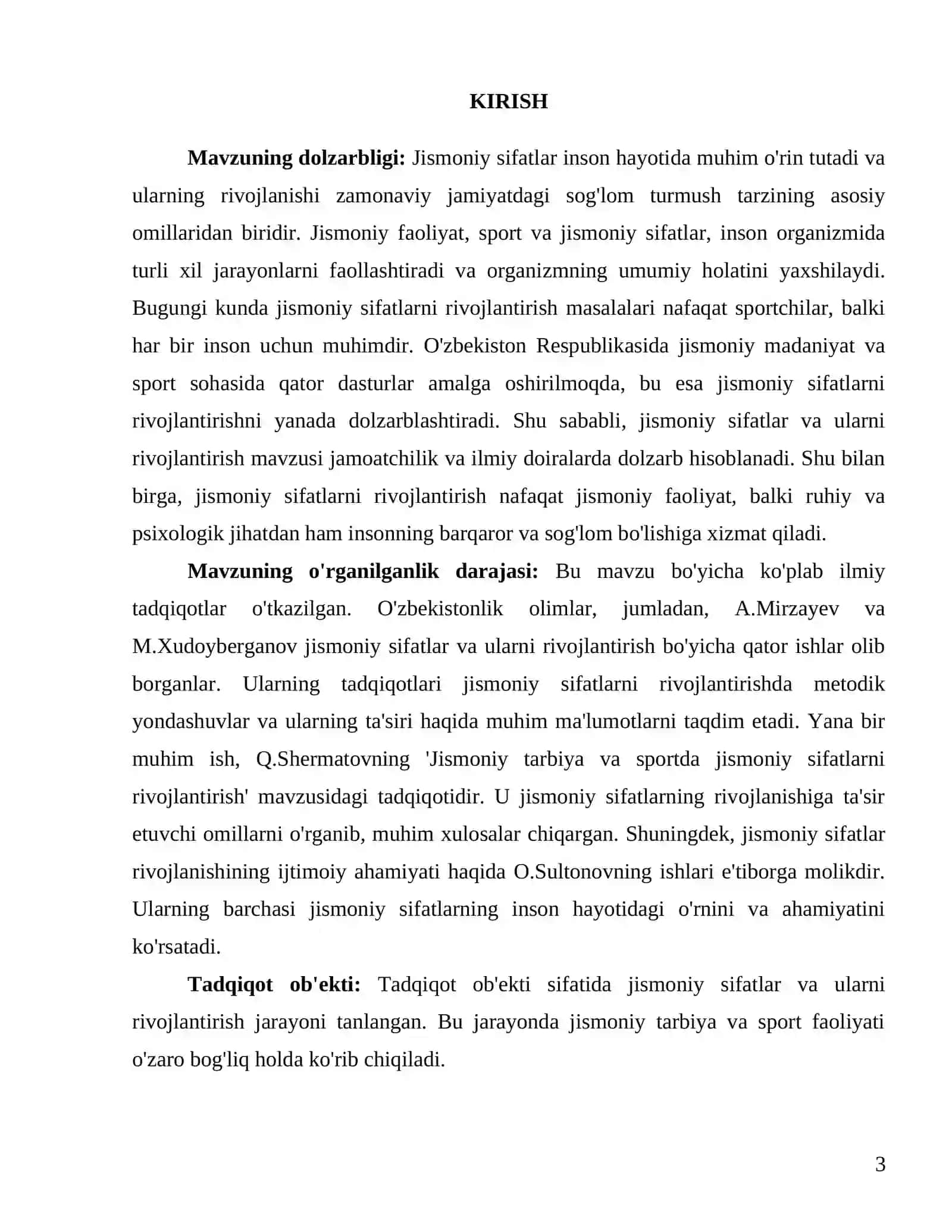 JISMONIY MADANIYAT NAZARIYASI VA METODIKASI. FANIDAN 3