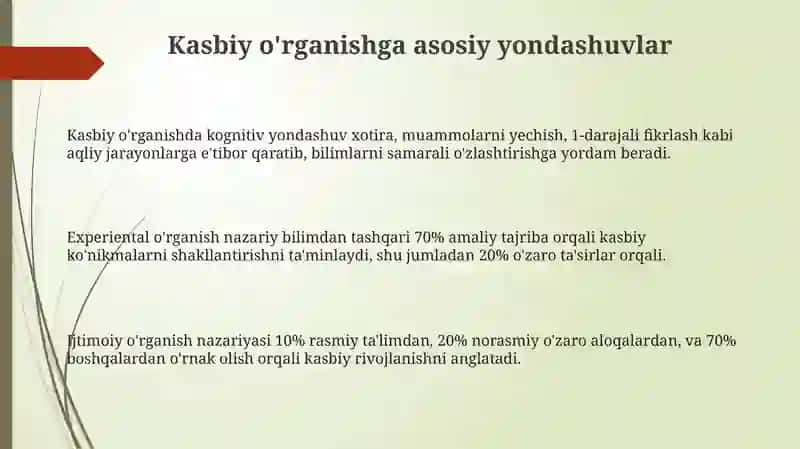 Kasbiy o'rganishga asosiy yondashuvlar 3