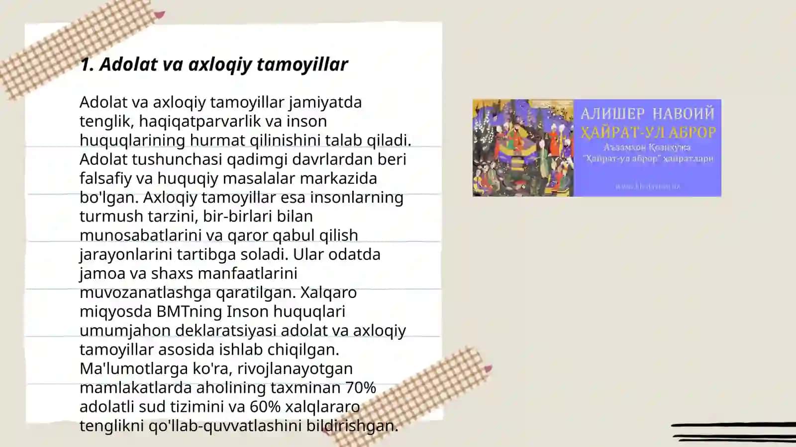 Hayrat ul - abror Dostonining ģoyaviy badiiy xususiyatlar 3