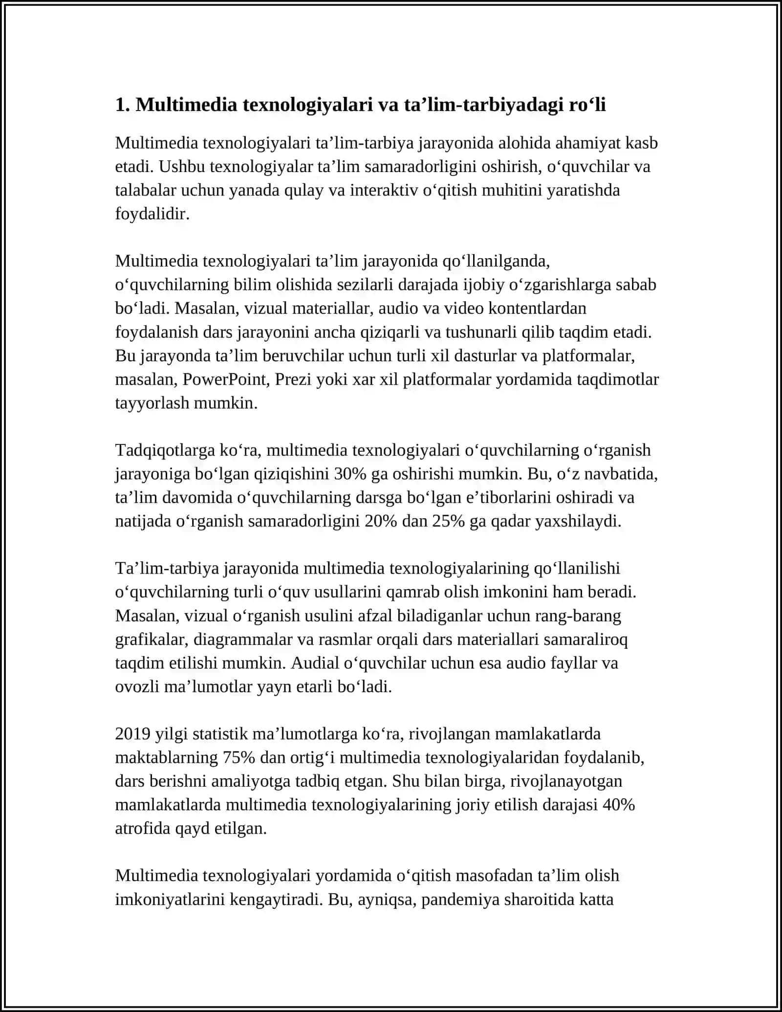 MTMLARNING TA`LIM-TARBIYA JARAYONIDA MULTIMEDIA TEXNOLOGIYASIDAN FOYDALANISHNI AMALGA OSHIRISH 3
