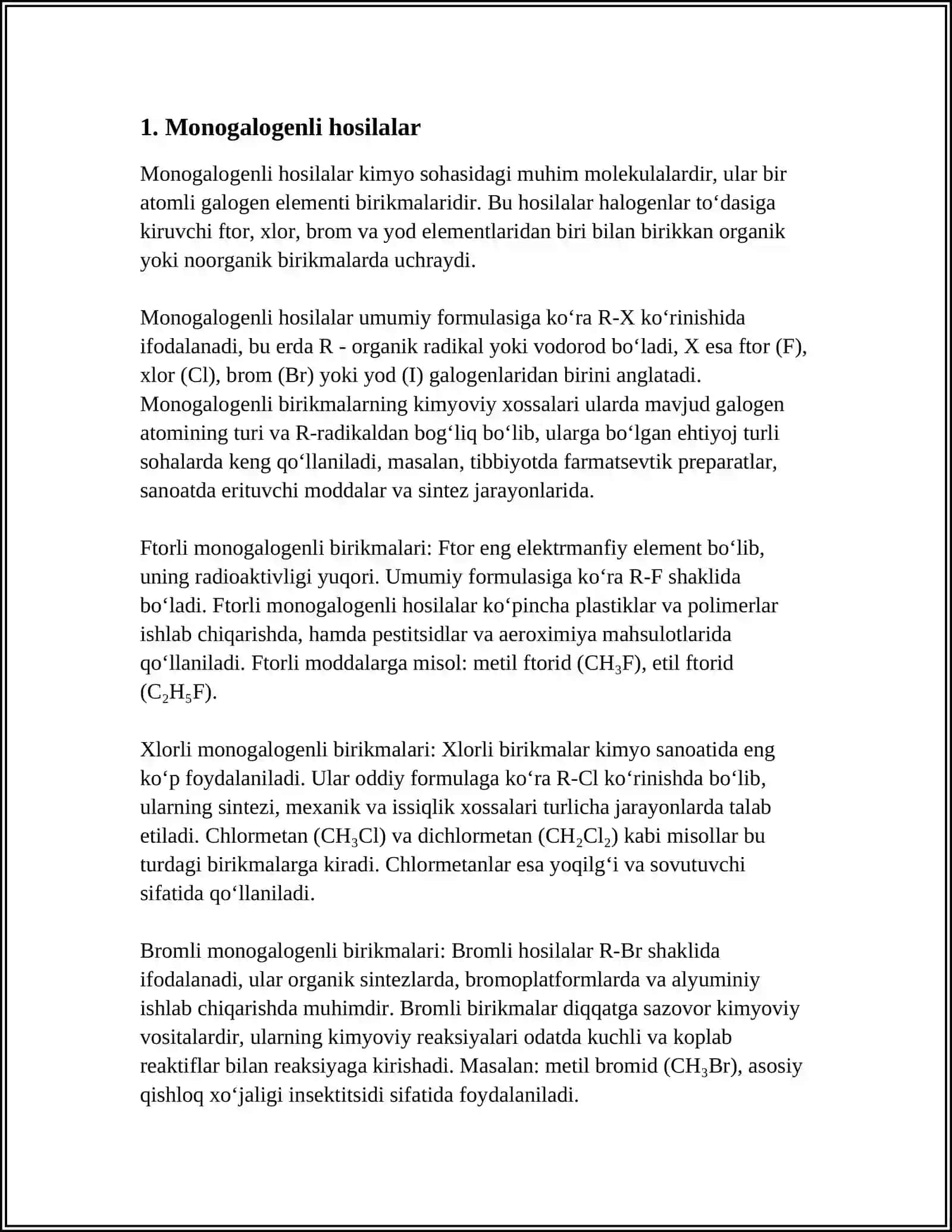 MONO-, DI- VA POLIGALOGENLI HOSILALAR 3