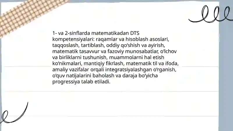 Boshlang'ich sinflarda matematikadan DTS tahlili 3
