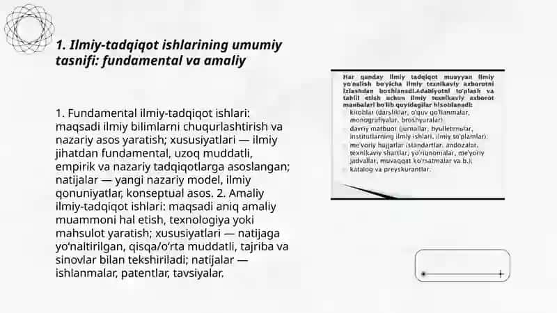Ilmiy-tadqiqot ishlarining turlari va tarkibiy qismlari 3
