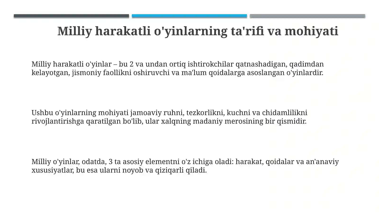 Sport mashg'ulot va bayram tadbirlarini o'tkazish jarayonida milliy harakatli o'yinlardan foydalanish 3