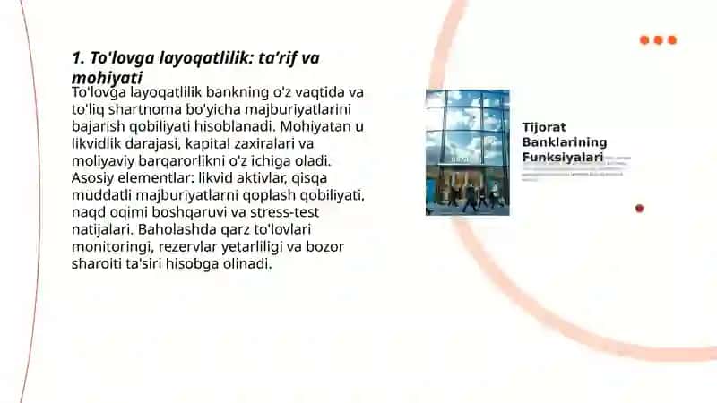 Tijorat banklarining to'lovga layoqatliligi va likvidliligi haqida tushuncha 3