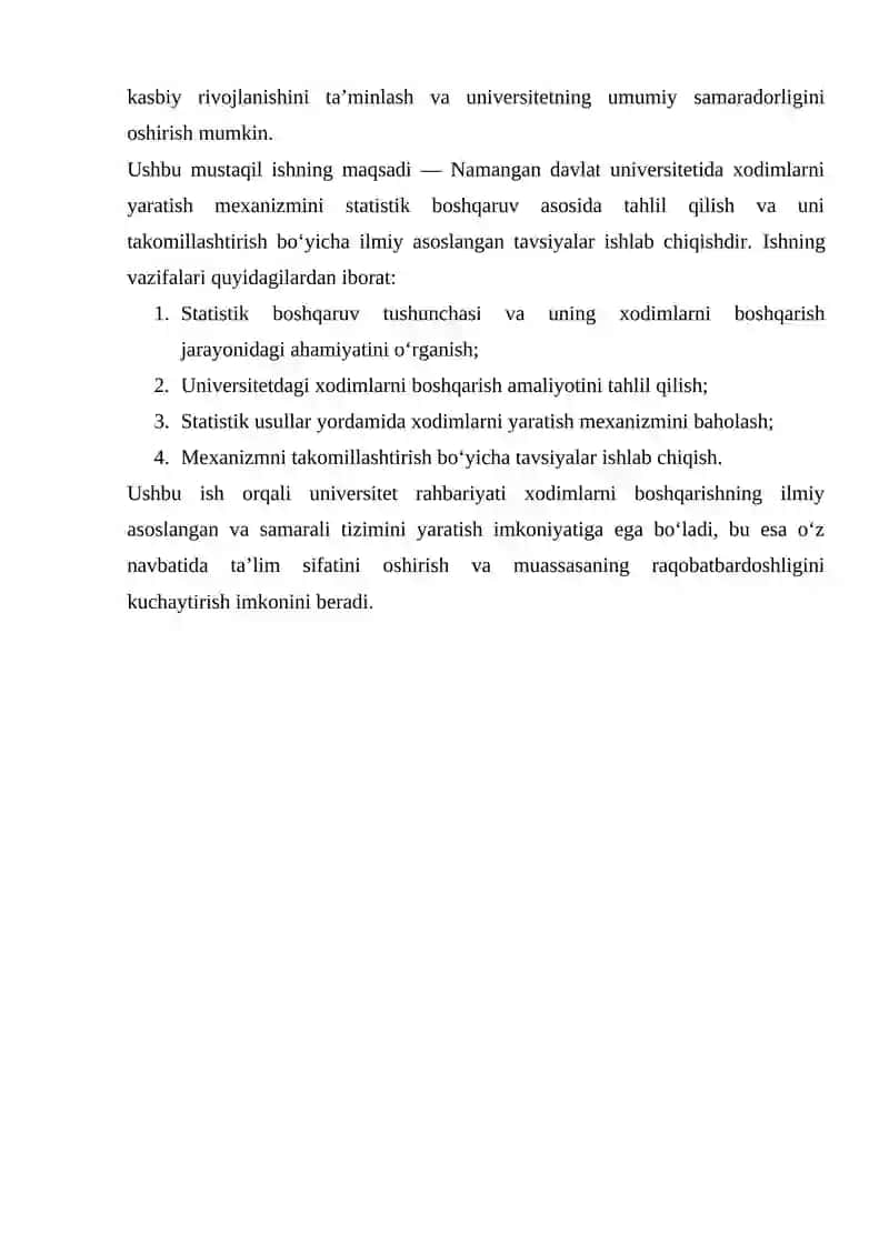 Statistik boshqaruv jarayonida xodimlarni yaratish mexanizmini takomillashtirish 3