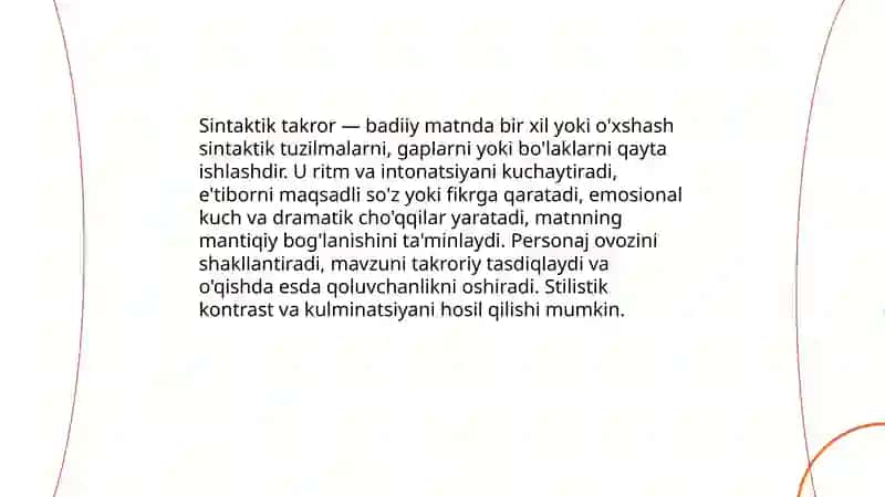 Badiiy matnda sintaktik takror 3