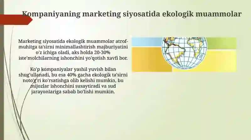 Korxona marketing siyosatida ekologik masalalar 3