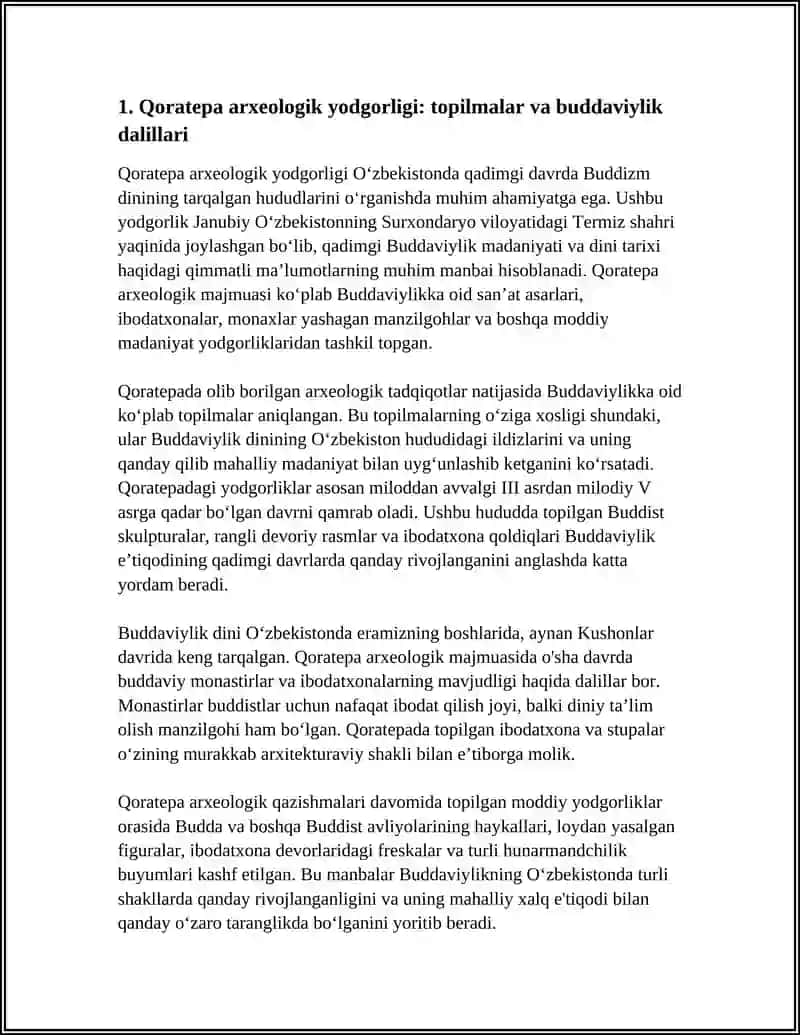 OʻZBEKISTONDA BUDDAVIYLIK DININING ILDIZLARI (QORATEPA DALVARZINTEPA FAYOZTEPA) VA HOZIRGI ZAMON 3