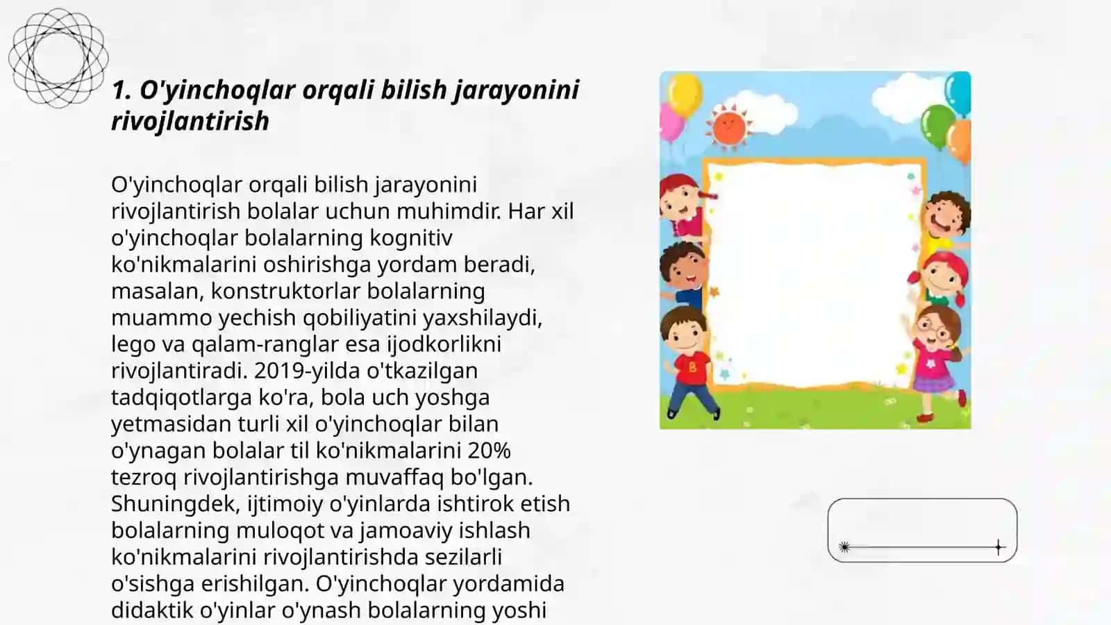 O'yinchoqlar orqali bilish jarayonini rivojlantirish 3