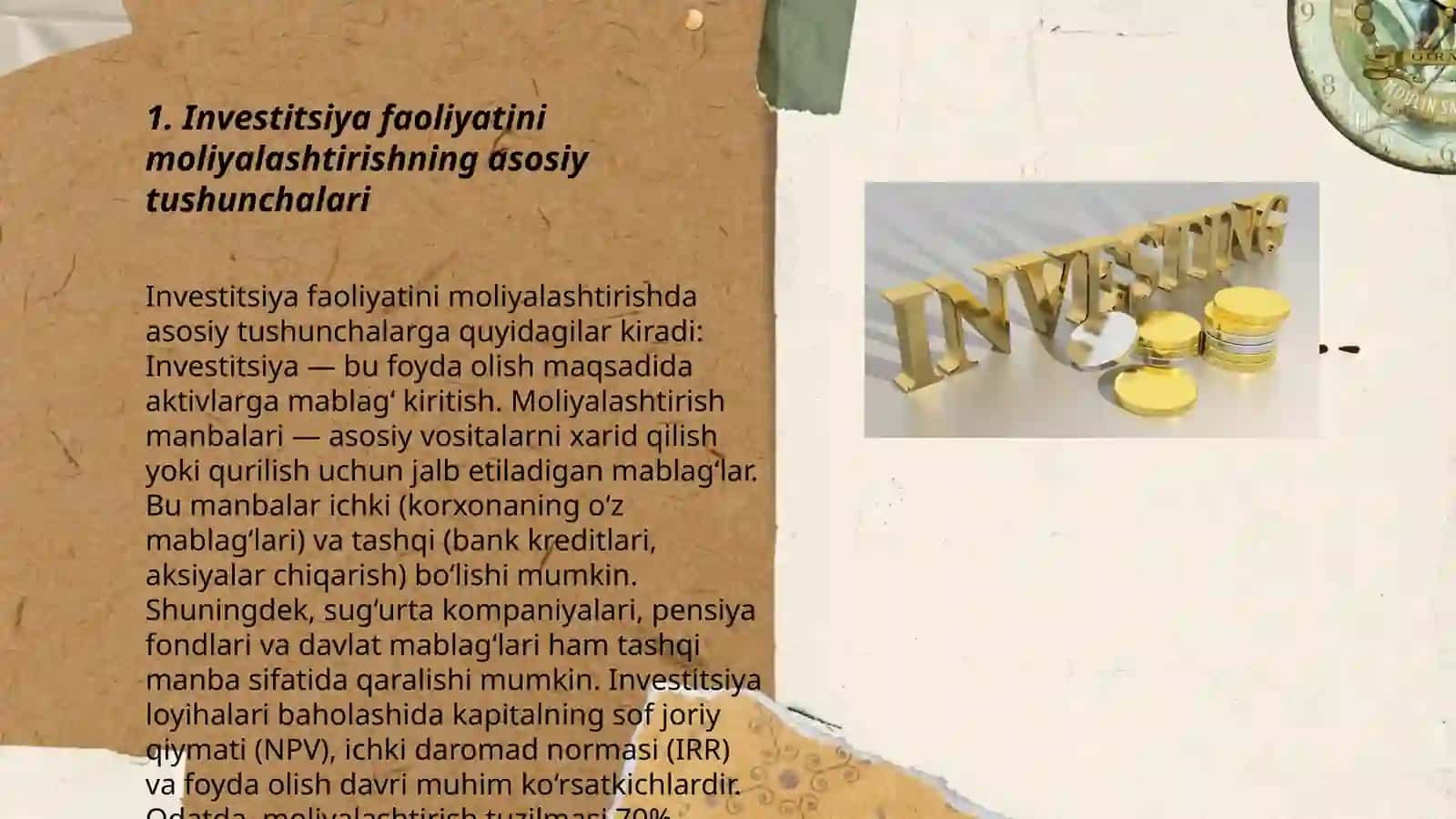 Investitsiya faoliyatini moliyalashtirish manbalari va usullari 3