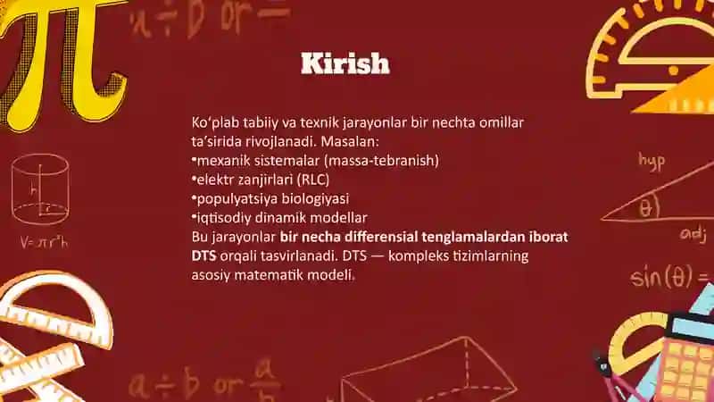 Differensial Tenglamalar Sistemasi 3
