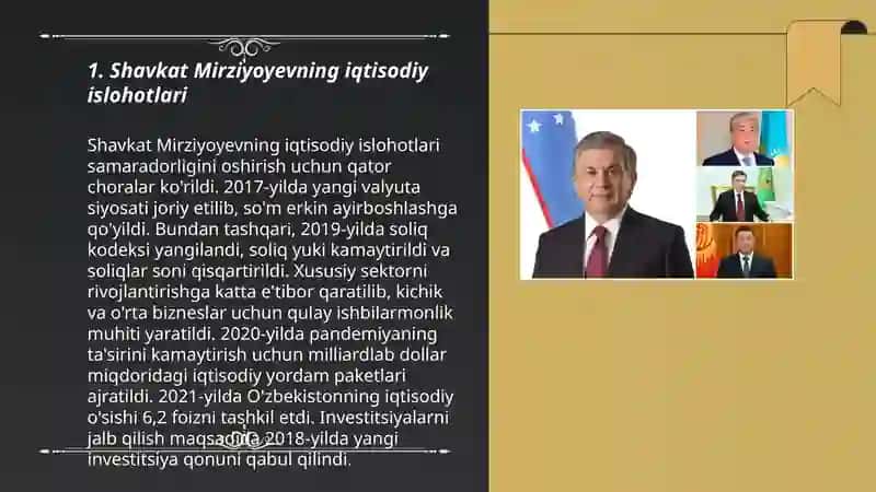 Shavkat Mirziyoyevning iqtisodiy islohotlari 3