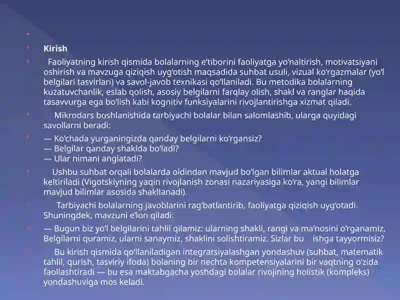 YO’L BELGILARINI TAXLA. (URTA GURUH) QURISH-YASASH MATEMATIKA MARKAZI 3