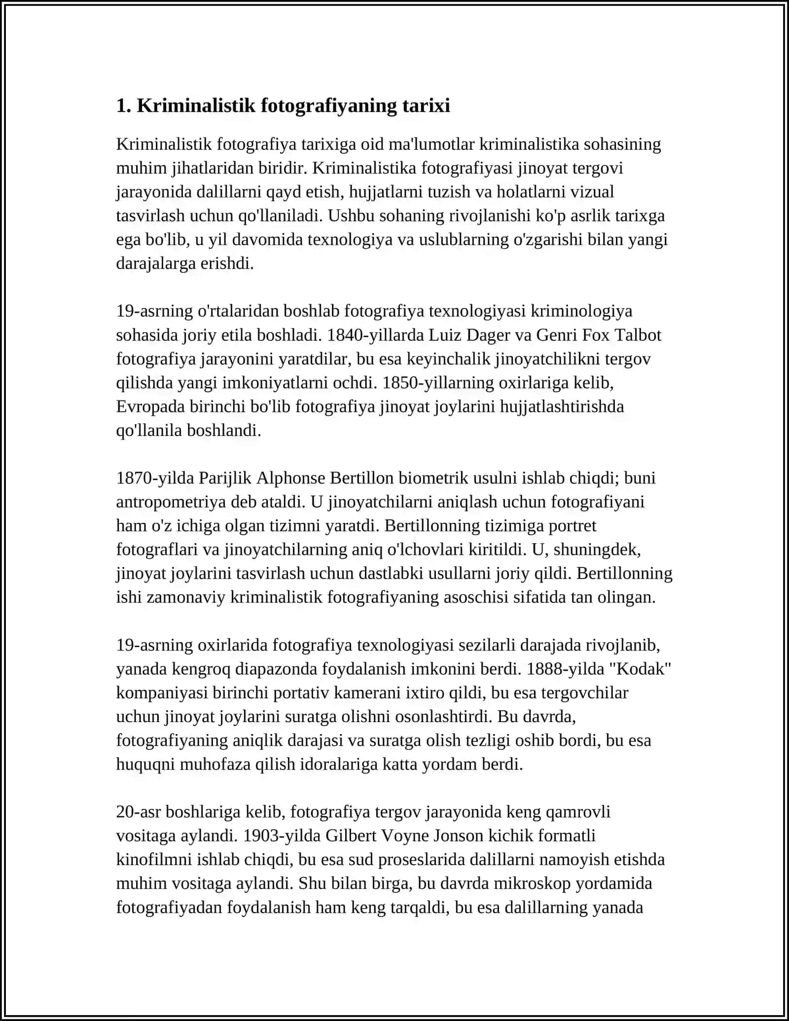 KRIMINALISTIK FOTOGRAFIYA TUSHUNCHASI,UNING QOʻLLANILISH SHAKLI 3