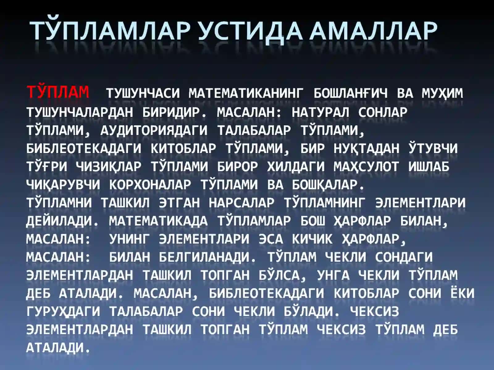 IKKI TO’PLAM ORASIDAGI MOSLIK 3