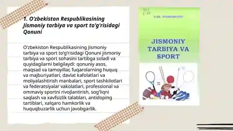 Jismoniy tarbiya va sport to'g'risidagi me'yoriy hujjatlar 3