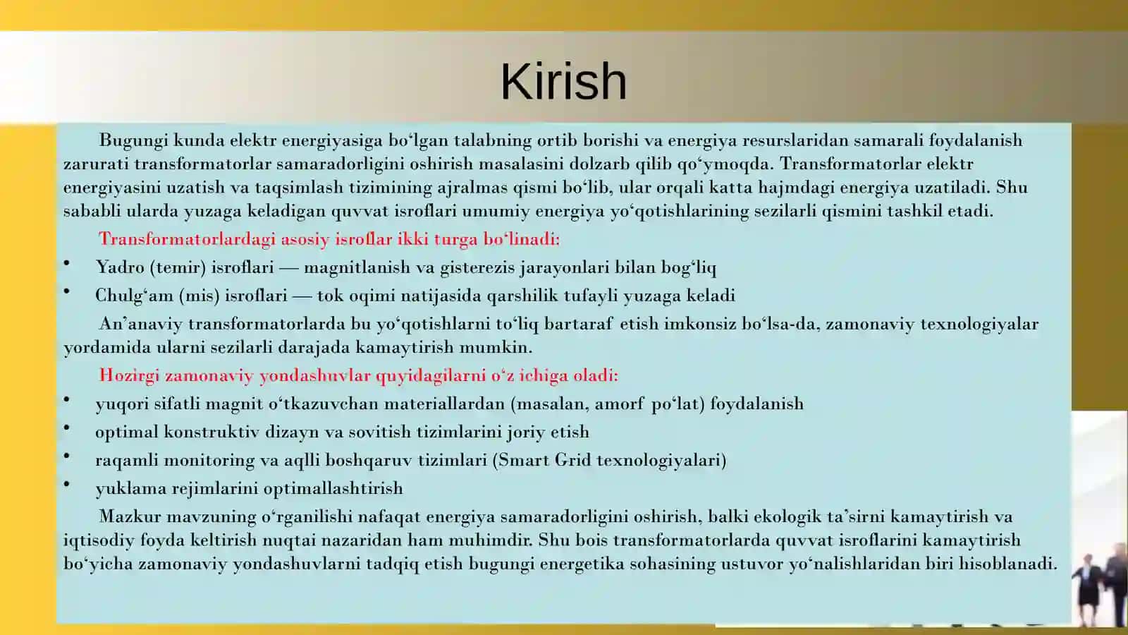 Transformatorlarda quvvat isroflarini kamaytirishga zamonaviy yondashuv 3