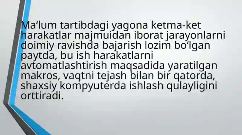 MICROSOFT WORD DASTURIDA MAKROSLAR YARATISH 3