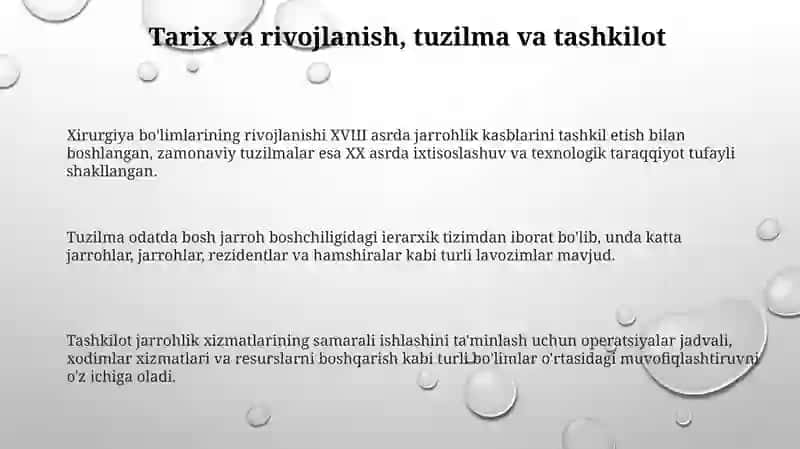 Xirurgiya bulimi tuzulmasi va uni tashkil etish 3