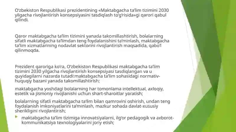 Maktabgacha ta'limni rivojlantirish 3
