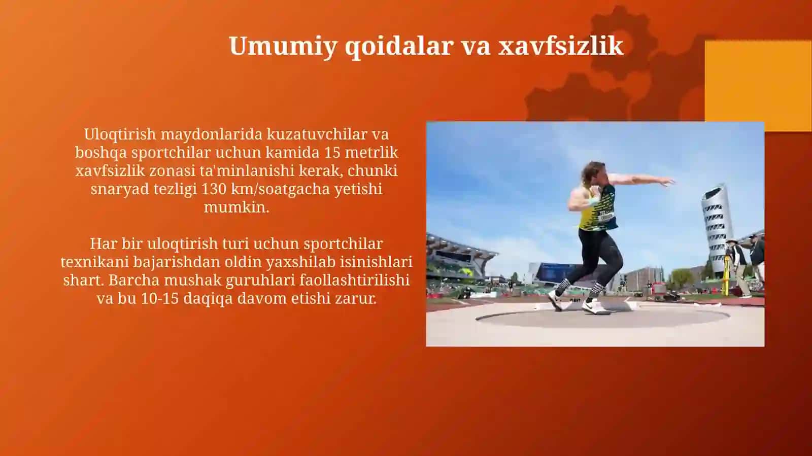 Yengilatletika: Uloqtirishturlari texnikasini oʻrgatish 3