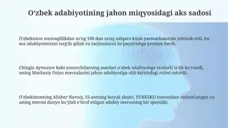 O'zbek adabiyotining jahon sahnasiga chiqishi 3