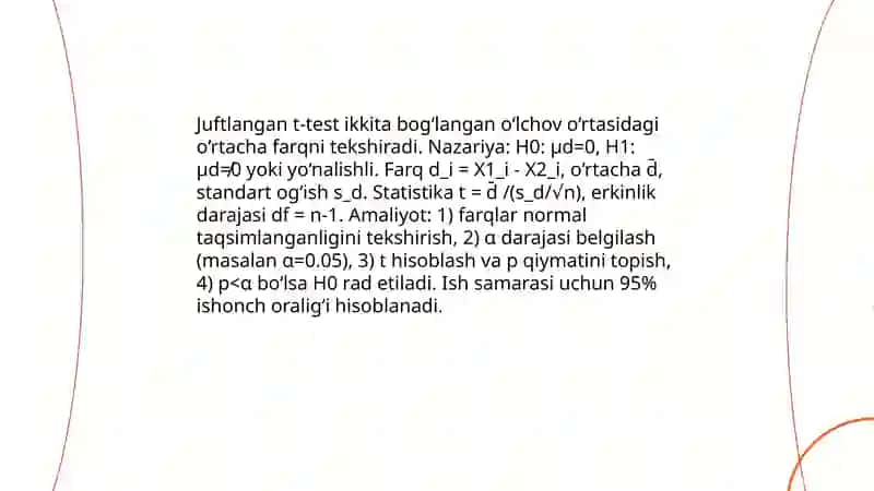 Takroriy o‘lchovlarda ikki tanlamani taqqoslash mezonlari 3