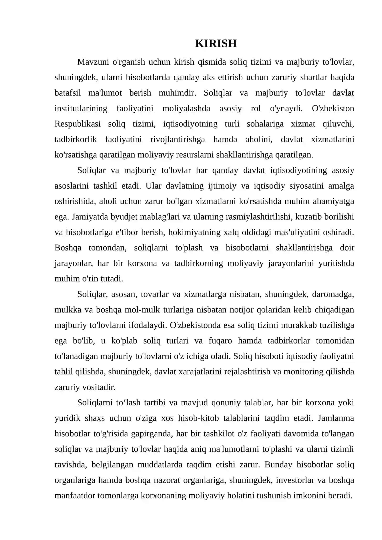 DSX IDORALARIDA TO’LANGAN SOLIQLAR VA MAJBURIY TO’LOVLAR BO’YICHA YIGILADIGAN JAMLANMA HISOBOTLAR VA ULARNI SHAKLLANTIRISH TARTIBI 3