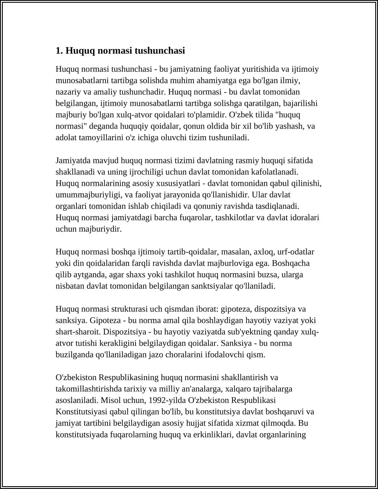 HUQUQ PRINSIPLARI VA FUNKSIYALARI.HUQUQ NORMALARI 3