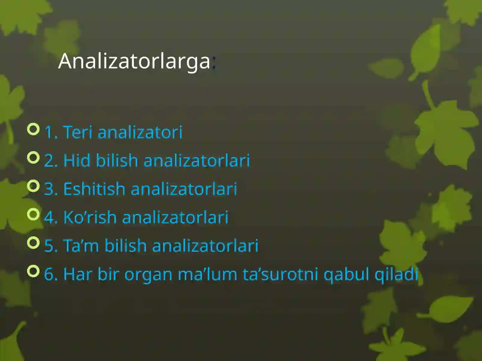 Sezgi organlarining ahamiyati va ko’rish analizatori 3