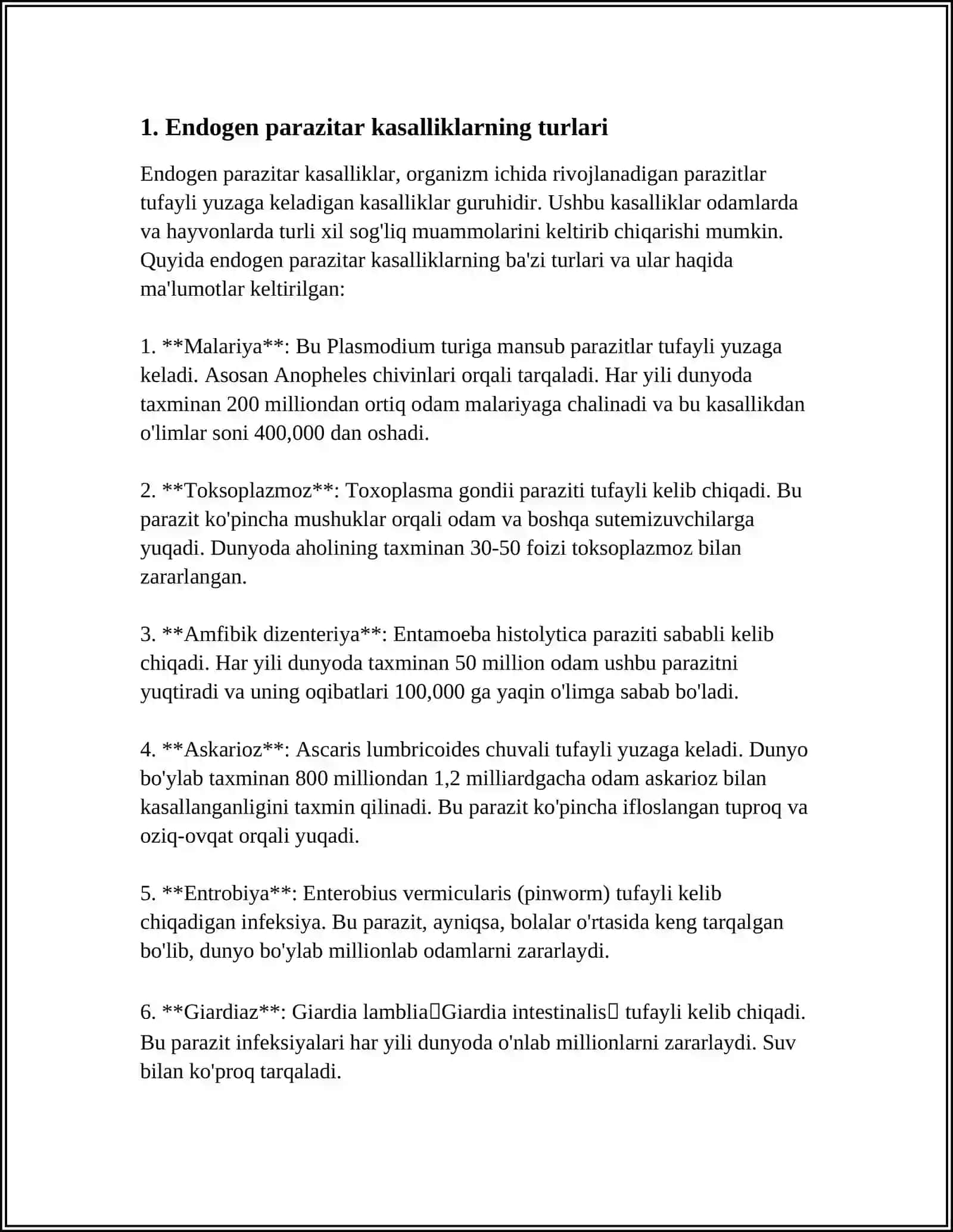 ENDOGEN PARAZITAR KASALLIKLAR 3