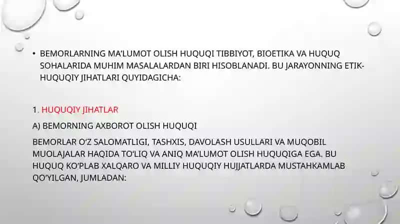 Bemorlarning ma’lumot olish masalasining etik-huquqiy jihatlari 3