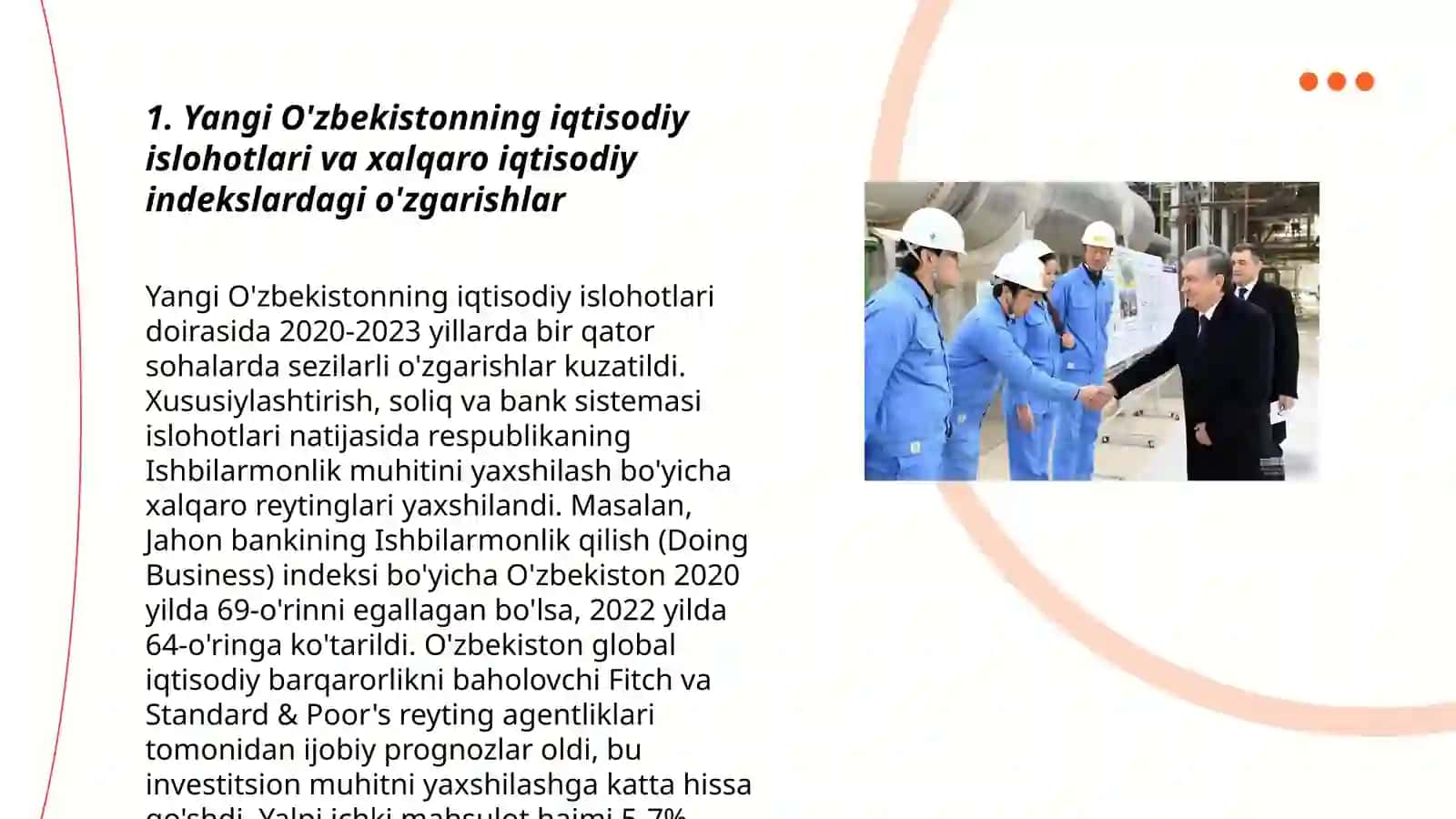 Yangi Oʻzbekiston ijtimoiy-siyosiy iqtisodiy va madaniy hayotida roʻy berayotgan oʻzgarishlarning xalqaro reyting va indekslarda aks etishi 3