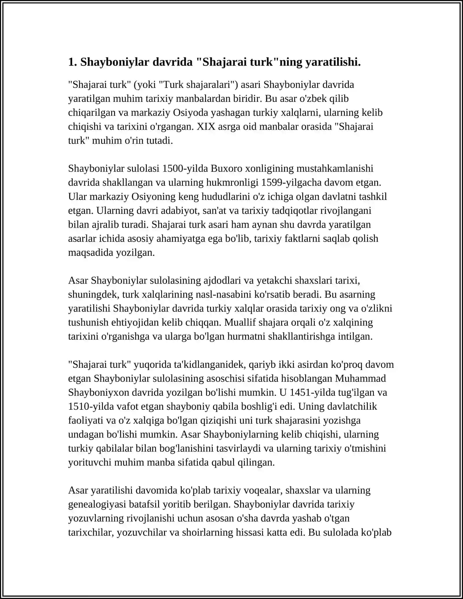 SHAJARAI TURK ASARINING ADABIYOT TARIXIDAGI OʻRNI 3