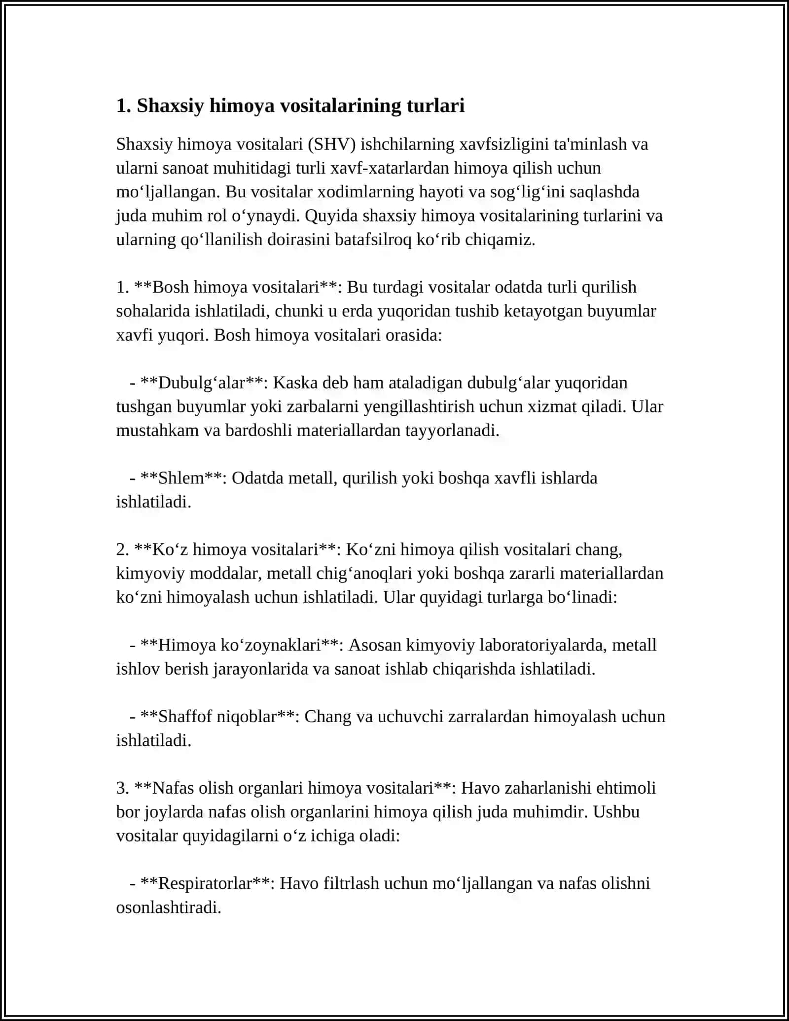 SHAXSIY XIMOYA VOSITALARINI TANLASH VA BUYURTMA BERISH 3