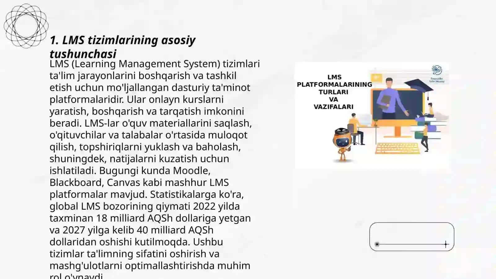 LMS tizimlar nima va ular qanday vazifalarni bajaradi? 3