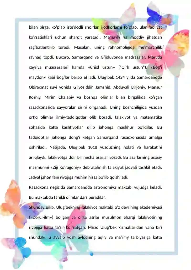 Mirzo Ulugʻbekning pedagogik gʻoyalari va maʼrifatparvarlik faoliyati 3