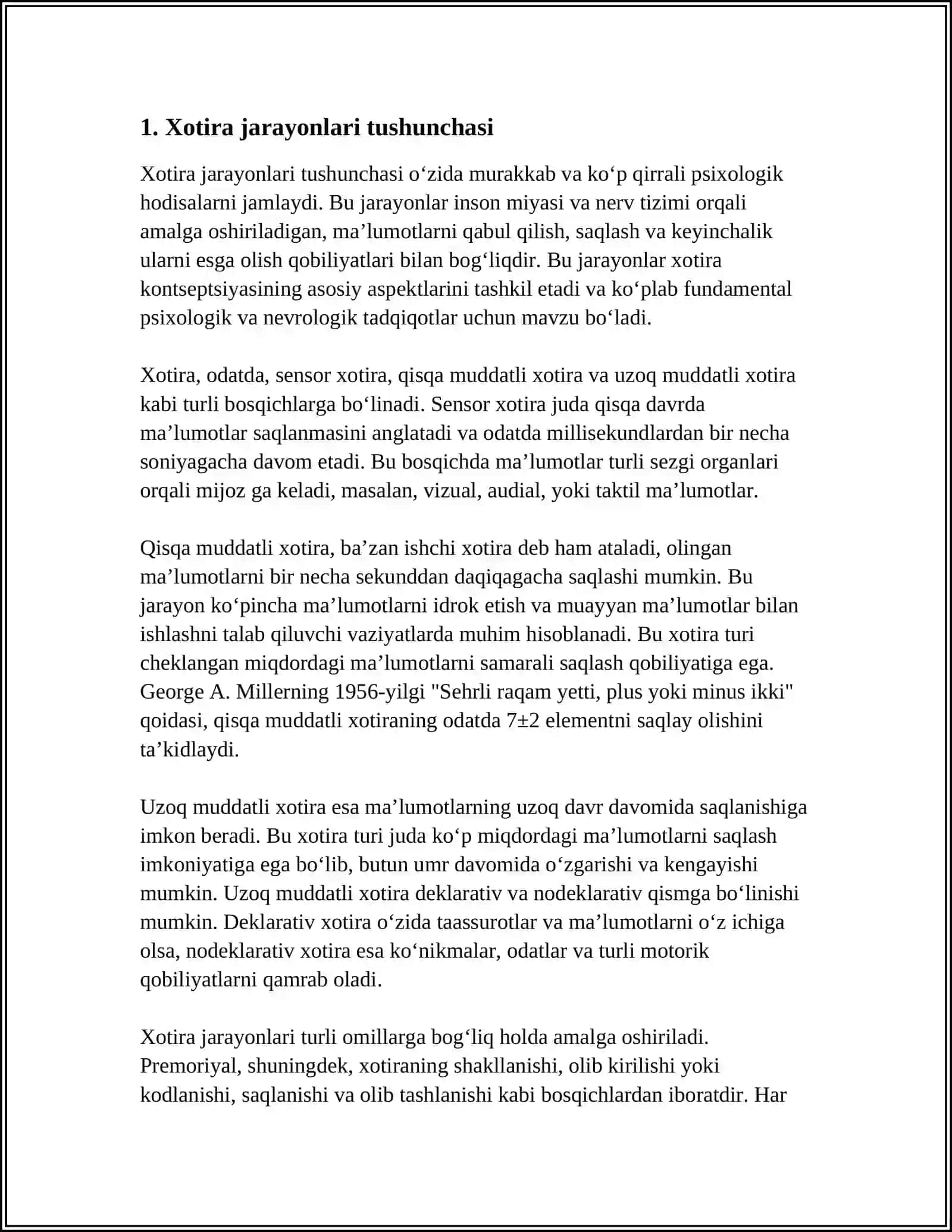 Xotira jarayonlari va turlari 3