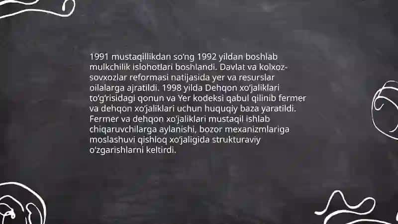 Mulkchilik islohotlari va fermer hamda dehqon xoʻjaliklarining shakllanishi 3