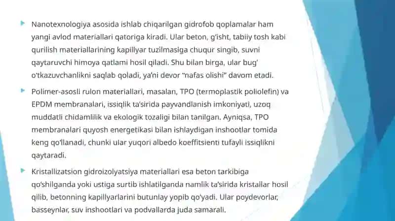 Gidroizalyatsion materiallarning yangi turlari 3