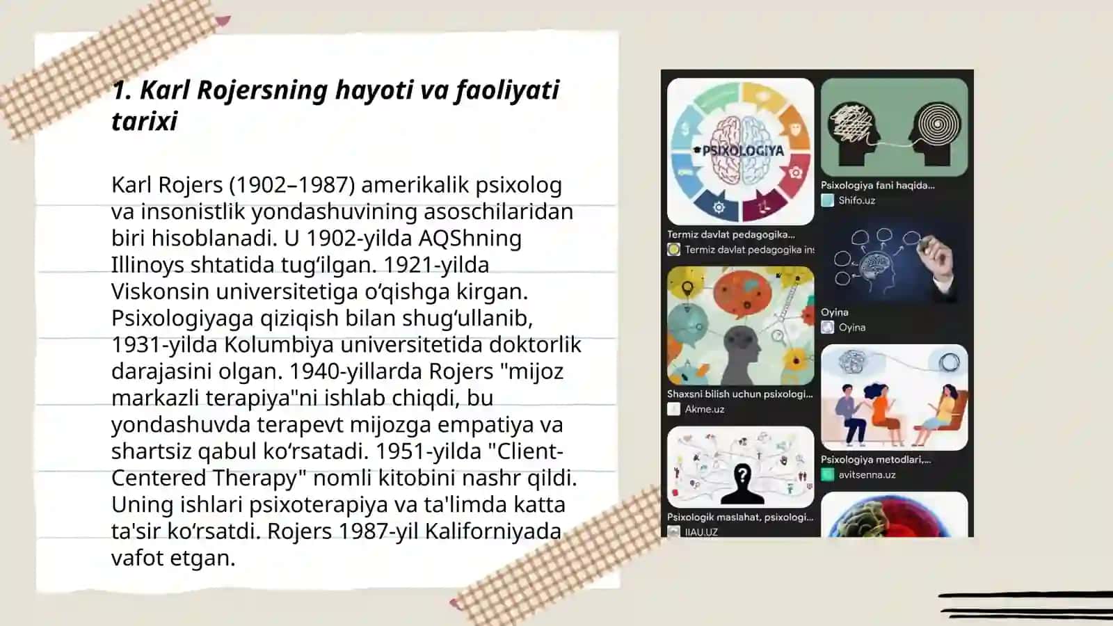 Karl Rojersning hayoti va faoliyati tarixi 3