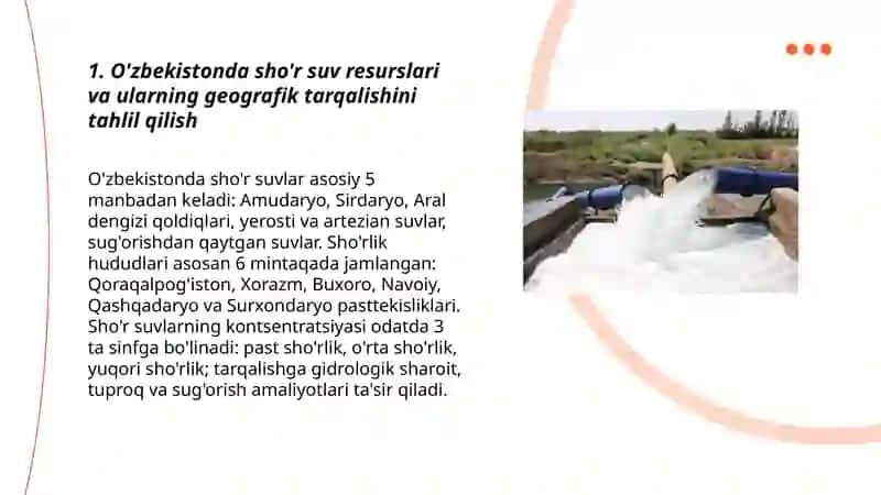 O'zbekiston sharoitida sho'r suvlarni chuchuklashtirish g'oyasini yaratish 3