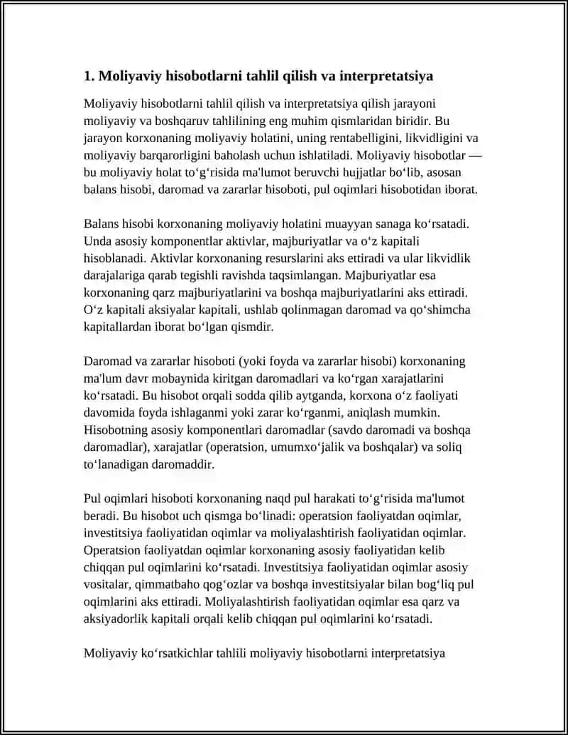 Moliyaviy va boshqaruv tahlili 3